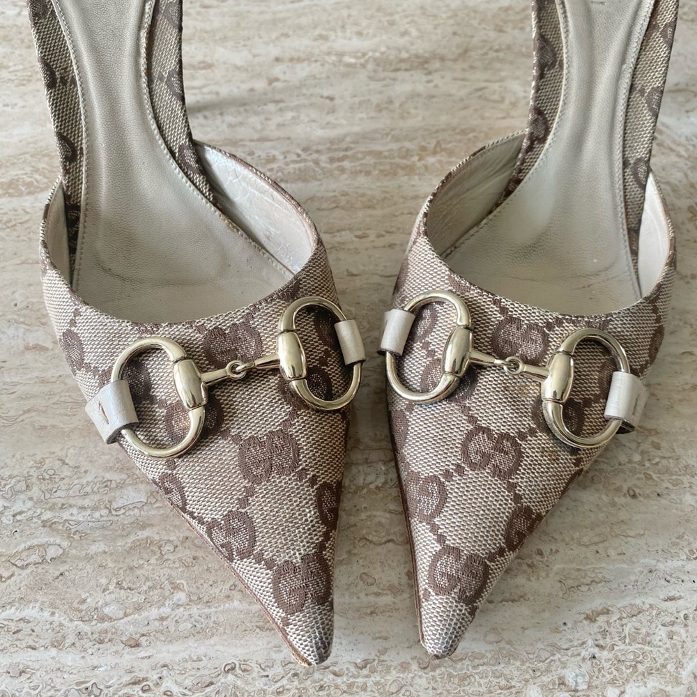 Vintage Gucci Guccissima Canvas Horsebit Mule Heels - Picture 4 of 8